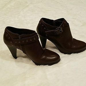 J crew leather brown booties size 8